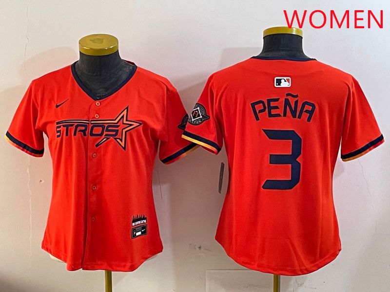 Women Houston Astros Blank 3 Pena Three generations Joint Name 2025 Nike MLB Jersey style 1